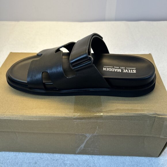 Steve Madden Maiven Black Leather Sandal/Slide Men SZ 8 New in Box main image 8